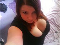 Chubby Amateur Selfie Of Her Cleavage - chick clothed