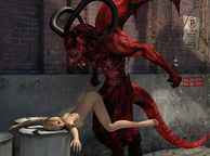 Horned Demon Fucking A Blonde From Behind In Alley - animated