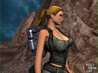Busty 3D Babe Exploring A Planet - animated